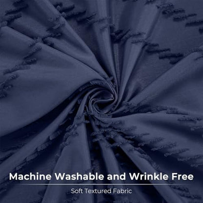 Navy Boho Fabric Shower Curtain 72 x 78 Inches