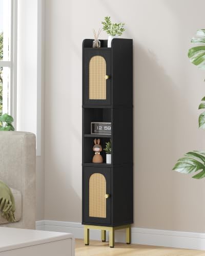 Hzuaneri Slim Bathroom Storage Cabinet, Narrow Bathroom Organizers,2 Doors