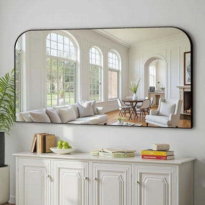 Delma 30"x55" Black Metal Framed Bathroom Mirror for Over Sink