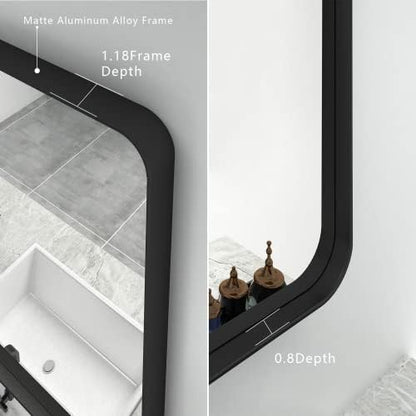 16x24 Inch Black Metal Framed Bathroom Mirror for Wall