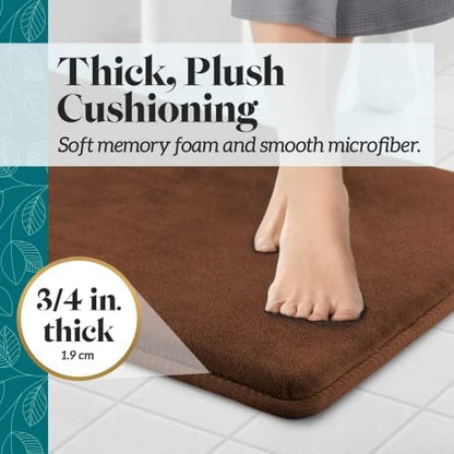 Memory Foam Bath Mat Non Slip Absorbent Super Cozy Velvet Bathroom Rug Carpet (22 inches X 36 inches, Brown)