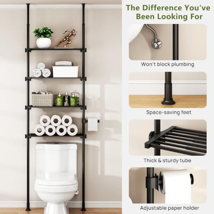 ALLZONE Tension Mount Over The Toilet Storage Shelf, No-Drill, Slim Design