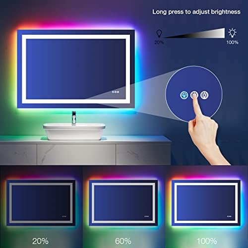 LOAAO 48"X40" RGB LED Bathroom Mirror with Lights, UL Listed