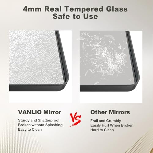 55x30 Inch Black Framed Bathroom Mirror for Wall, Large Matte Metal Framed Wall Mirror, Black Rectangle Bathroom Vanity Mirror, Anti-Rust, Shatterproof (Horizontal/Vertical)