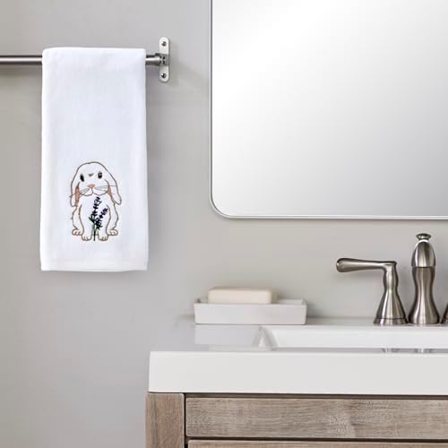 SKL Home Bunny Lop Hand Towel Set-2pc, 100% Cotton, Embroidered, White