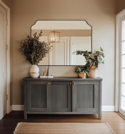 ANDY STAR 32x40 Black Scalloped Bathroom Vanity Mirror