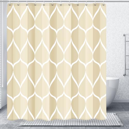 Gelbchu Geometric Shower Curtain for Bathroom, Ivory, 72x72 Inch