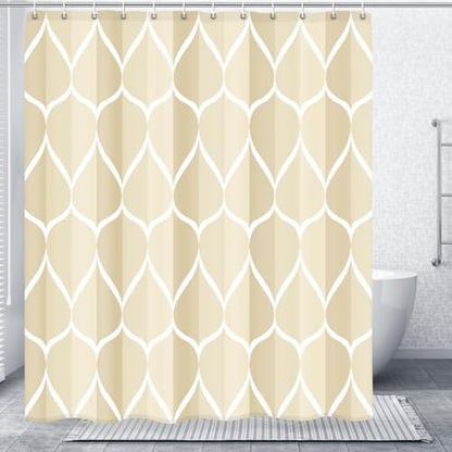Gelbchu Geometric Shower Curtain for Bathroom, Ivory, 72x72 Inch