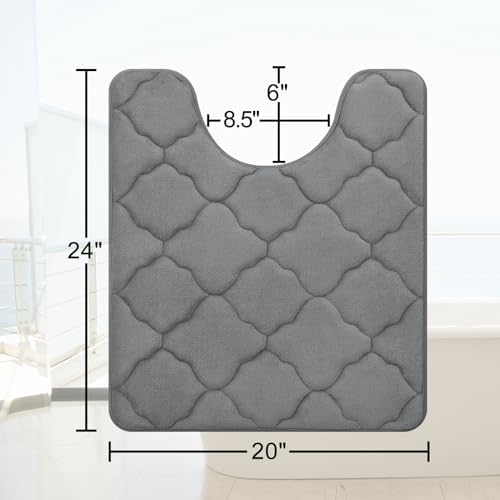 OLANLY Memory Foam Toilet Rugs U-Shaped 24x20, Soft Bath Mat, Dark Grey