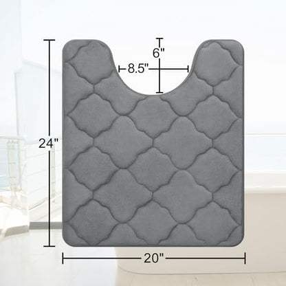 OLANLY Memory Foam Toilet Rugs U-Shaped 24x20, Soft Bath Mat, Dark Grey