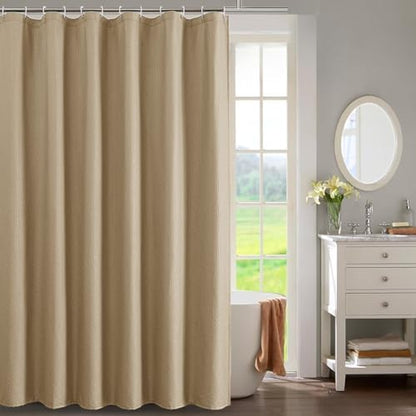 OWENIE Taupe Shower Curtain for Bathroom 96 Inches Extra Long, Elegant 3D Embossed Textured Fabric Shower Curtains, Water Repellent, Machine Washable, Hotel Style, 72" W x 96" L, Taupe