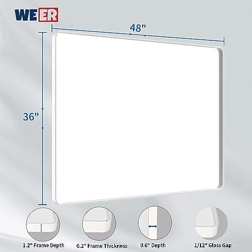WEER White Bathroom Vanity Mirror 48x36 Inch
