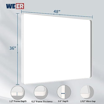 WEER White Bathroom Vanity Mirror 48x36 Inch