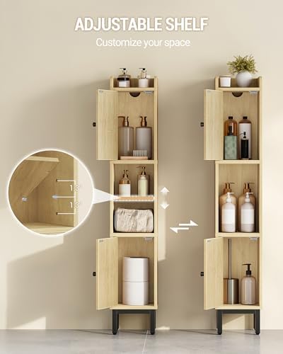 Hzuaneri Slim Bathroom Storage Cabinet, Narrow Bathroom Organizers,2 Doors