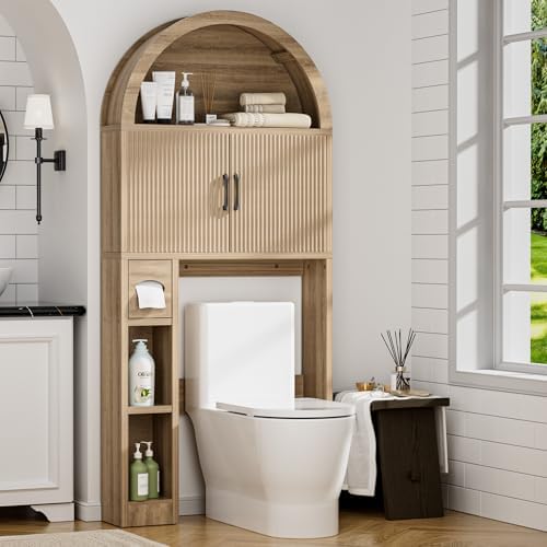 Spurgehom Over Toilet Storage Cabinet, Bathroom Arch Organizer,Wood