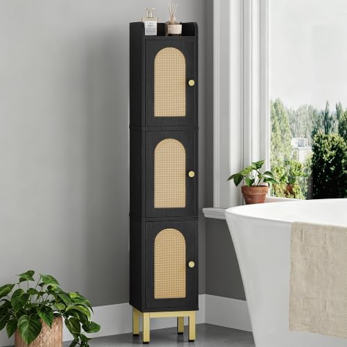 Hzuaneri Slim Bathroom Storage Cabinet, Narrow Bathroom Organizers,3 Doors