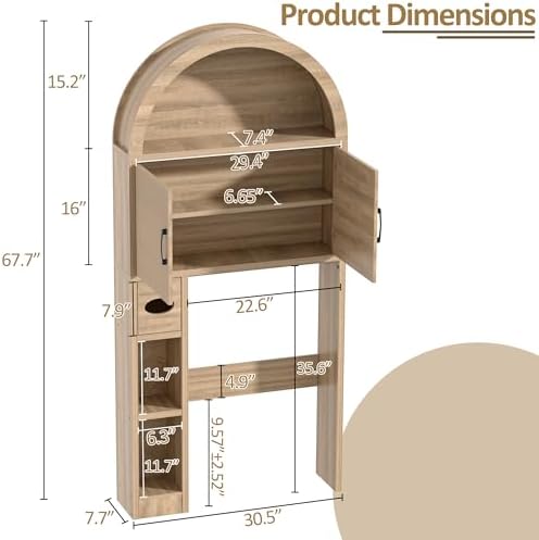 Spurgehom Over Toilet Storage Cabinet, Bathroom Arch Organizer,Wood