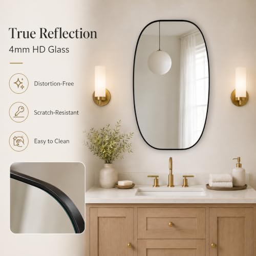 USHOWER Black Oval Bathroom Mirrors 30x48 Inch
