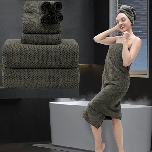 8 Piece Bathroom Towel Set Brown |2 Oversized Large Bath Towels Sheet,2 Hand Towels and 4 Washcloths| 600GSM Ultra Soft Luxury Premium Towel Set Highly Absorbent Quick Dry Hotel Towel Collection