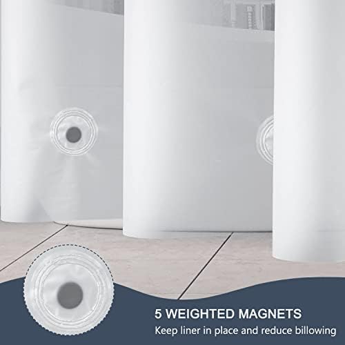 EurCross Frosted Extra Long Shower Curtain Liner 86 inch Long Length, Waterproof Opaque PEVA Plastic Shower Liner for Bathroom 72x86 inch with 5 Bottom Magnets No Smells with Rustproof Grommets