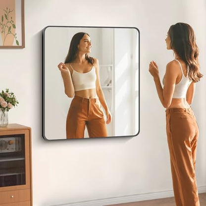 DESBING 40" x 36"Bathroom Mirror, Matte Black Wall Mirror with Metal Frame, Decorative Rectangular Vanity Mirror for Bedroom Bathroom Living Room Entryway (Horizontal/Vertical)