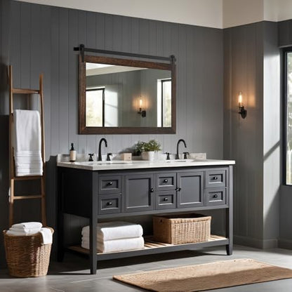 COGOOD Farmhouse Bathroom Mirrors for Over Sink - 26 x 41 Black Brown