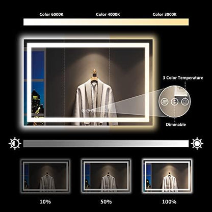 55x36 LED Bathroom Mirror with Lights, Lighted Vanity Mirror