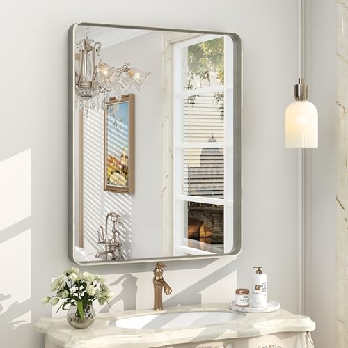 24x30 Inch Silver Brushed Nickel Bathroom Mirror