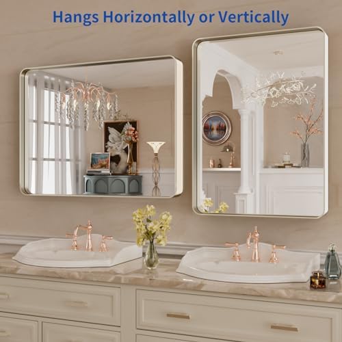 WEER Brushed Nickel Bathroom Vanity Mirror 22X30 Inch