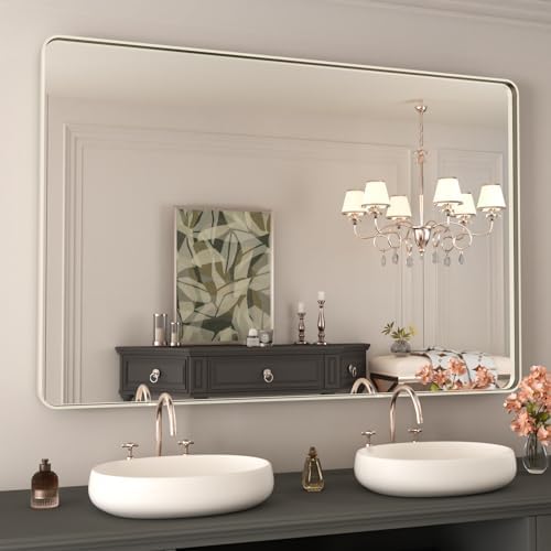WEER Brushed Nickel Bathroom Vanity Mirror 48X32 Inch