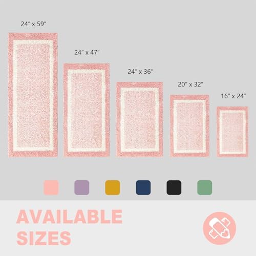 CozeCube Blossom Pink Bath Mat 24"x16" Non Slip Washable Rug