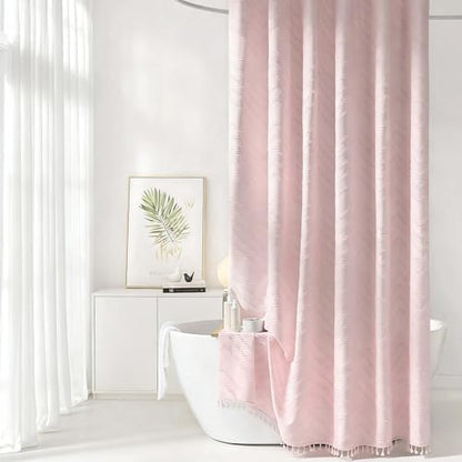 Siiluminisoy Blush Shower Curtain Fabric Shower Curtain for Bathroom 72 x 78 Tufted Chevron Textured Striped Modern Farmhouse Minimalist for Bathroom