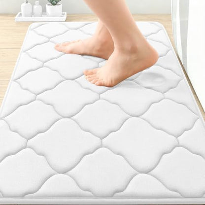 OLANLY Memory Foam Bath Mat Rug 30x20, Ultra Soft Bathroom Rugs, White