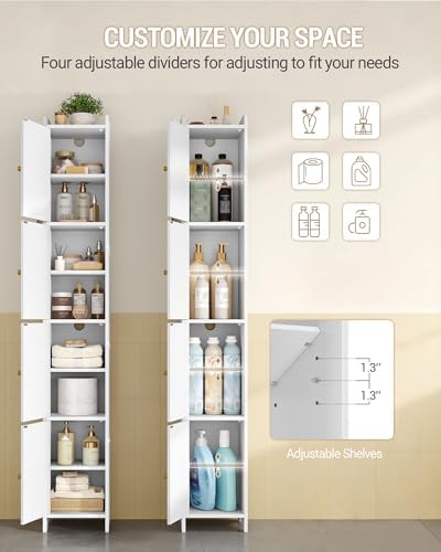 Hzuaneri 70.9" H Bathroom Storage Cabinet, Tall Corner Cabinet with 4 Doors