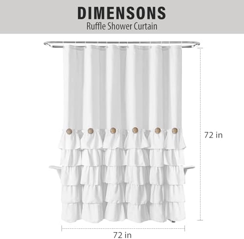 Seasonwood White Ruffle Shower Curtain Farmhouse Shower Curtain 72 X 72
