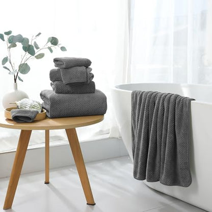 Grey Hand Towels Set 2 Pack-16“x31”,Ultra Soft Microfibers Bathroom Towel Set Highly Absorbent Quick Dry Luxury Premium Towel Lightweight Durable Hand Towel Collection for Hotel Spa Gym Kitchen
