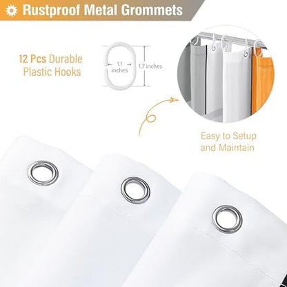 BTTN Orange Modern Geometric Waterproof Fabric Shower Curtain Set, 72 x 72