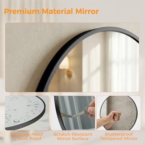 Sweetcrispy 30 in Round Bathroom Wall Mirror, Vanity Mirrors for Over Sink