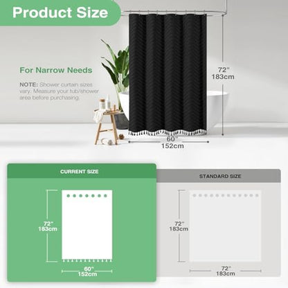 Dynamene Stall Boho Farmhouse Shower Curtain Tufted Chevron 60"x72" Black