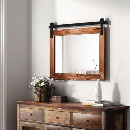 COGOOD Farmhouse Barn Door Mirror - 18 x 25 Brown