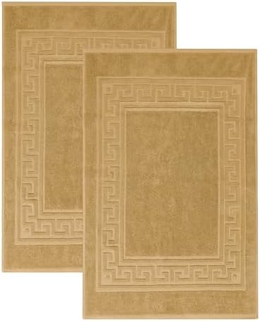 Superior Hotel & Spa Quality Bath Mat Set of 2, Made of Long-Staple Combed Cotton, Durable and Washable Bathroom Mat 2-Pack - Toast, 22" x 35" each