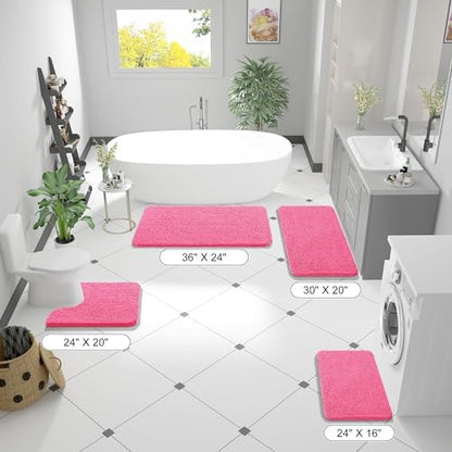 OLANLY Bathroom Runner Rugs 47x24, Extra Soft Absorbent Chenille Bath Rugs