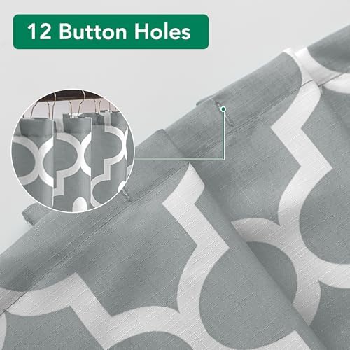 Fabric Modern Extra Long Shower Curtains for Bathroom-Silver Grey & White