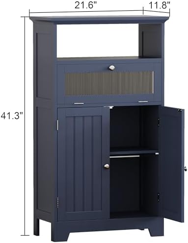 ChooChoo Bathroom Cabinet with Flip Glass Drawer,Freestanding