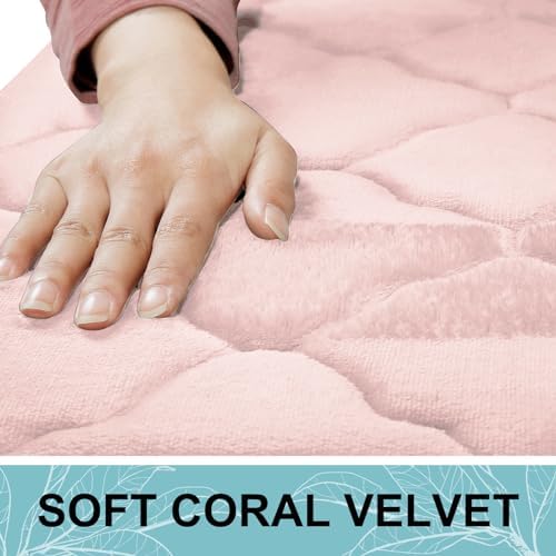 OLANLY Memory Foam Bath Mat Rug 47x17, Ultra Soft Bathroom Rugs, Pink