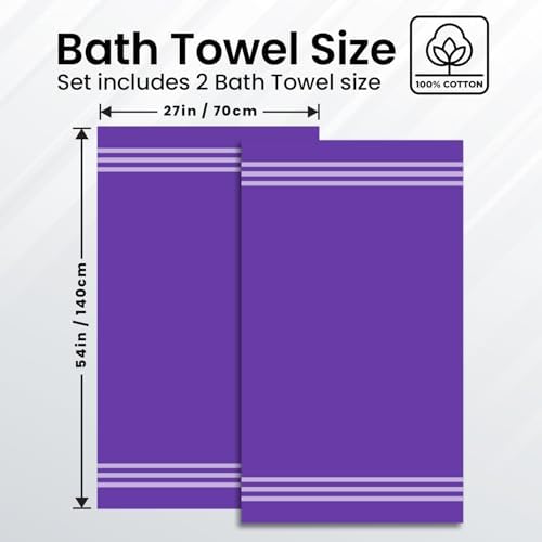 Infinitee Xclusives 100% Ring-Spun Cotton Bath Towels for Bathroom - Pack 2