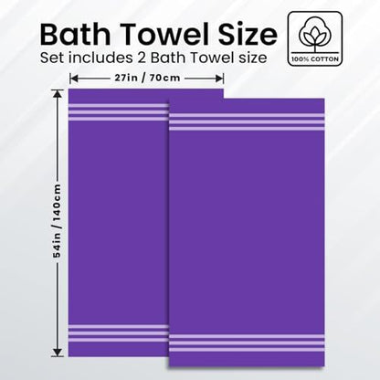 Infinitee Xclusives 100% Ring-Spun Cotton Bath Towels for Bathroom - Pack 2