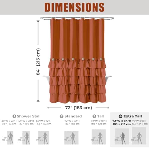 Seasonwood Orange Shower Curtain 72" W x 84" L,Dark Orange