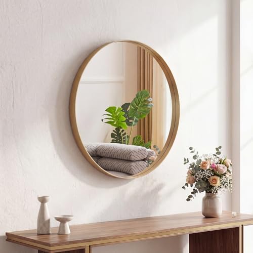Sweetcrispy Round Bathroom Wall Mirror, Circle Vanity Mirror, 20 Inch