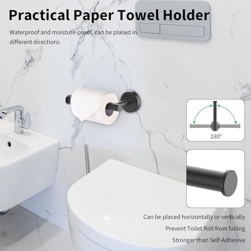 Newfun 10-Pieces Matte Black Bathroom Hardware Set 24 Inch